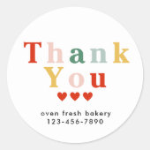 Moderne farbenfrohe Bäckerei Minimal Vielen Dank Runder Aufkleber (Vorderseite)