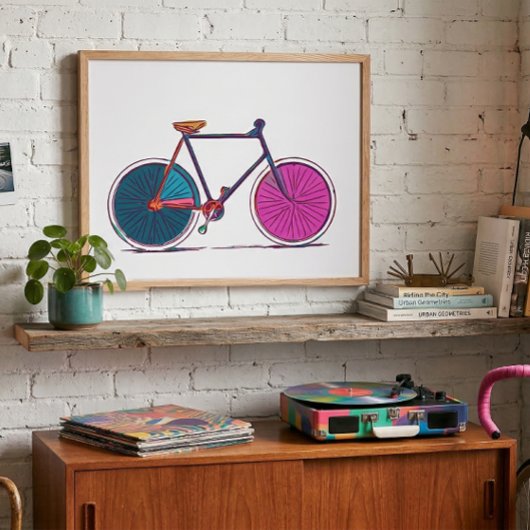 Moderne, farbenfrohe Bicycle Line Zeichn Poster