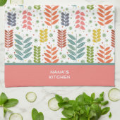 Moderne farbenfrohe Blätter Hübscher Name für ein  Geschirrtuch (Gefaltet)