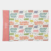 Moderne farbenfrohe Blätter Hübscher Name für ein  Geschirrtuch (Horizontal)