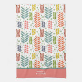 Moderne farbenfrohe Blätter Hübscher Name für ein  Geschirrtuch (Vertikal)