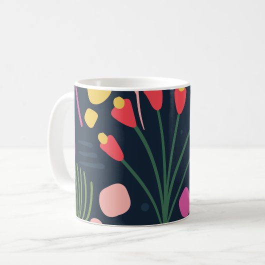 Moderne farbenfrohe Blattmuster Kaffeetasse (Vorderseite Links)