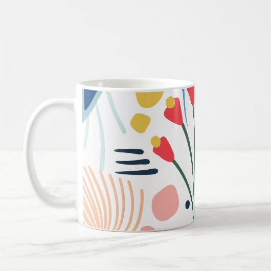 Moderne farbenfrohe Blattmuster Weiß Kaffeetasse (Links)