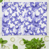 Moderne farbenfrohe blaue Schmetterlinge Geschirrtuch (Gefaltet)