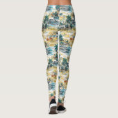 Moderne farbenfrohe blaugelbe tropische Insel Hawa Leggings (Rückseite)