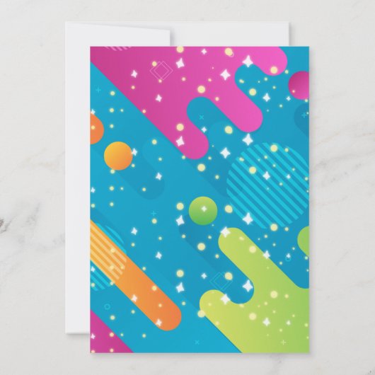 Moderne farbenfrohe Blue Elephant Baby Dusche Einladung (Rückseite)