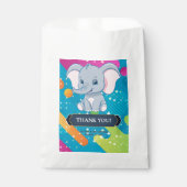 Moderne farbenfrohe Blue Elephant Baby Dusche Geschenktütchen (Vorderseite)