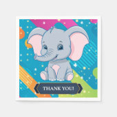 Moderne farbenfrohe Blue Elephant Baby Dusche Serviette (Vorderseite)