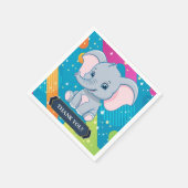 Moderne farbenfrohe Blue Elephant Baby Dusche Serviette (Ecke)