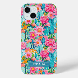 Moderne farbenfrohe blühende Kakteen personalisier Case-Mate iPhone Hülle