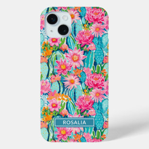 Moderne farbenfrohe blühende Kakteen personalisier Case-Mate iPhone Hülle