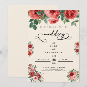 Moderne, farbenfrohe Blume Hochzeit Einladung