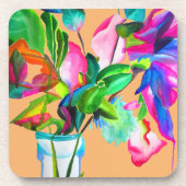 Moderne, farbenfrohe Blume mit Blumen Getränkeuntersetzer (Vorderseite)
