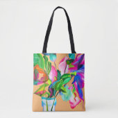 Moderne, farbenfrohe Blume mit Blumen Tasche (Vorderseite)