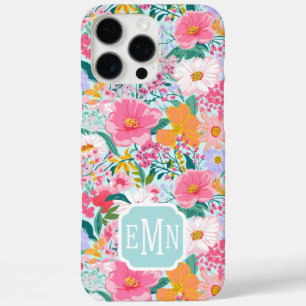 Moderne farbenfrohe Blumen-Garten-Monogramm iPhone 16 Pro Max Hülle