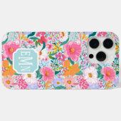 Moderne farbenfrohe Blumen-Garten-Monogramm Case-Mate iPhone Hülle (Rückseite (Horizontal))