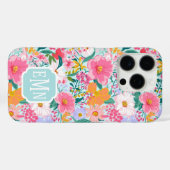 Moderne farbenfrohe Blumen-Garten-Monogramm Case-Mate iPhone Hülle (Rückseite (Horizontal))