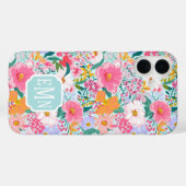 Moderne farbenfrohe Blumen-Garten-Monogramm-Schutz Case-Mate iPhone Hülle (Rückseite (Horizontal))