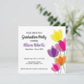 Moderne farbenfrohe Blumenabschlussfeier Einladung (Stehend Vorderseite)