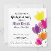 Moderne farbenfrohe Blumenabschlussfeier Einladung (Vorderseite)