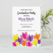 Moderne farbenfrohe Blumenabschlussfeier Einladung (Stehend Vorderseite)