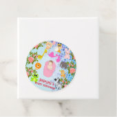 Moderne, farbenfrohe Blumenblauer Babydusche Geschenkanhänger (Beispiel)