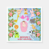 Moderne, farbenfrohe Blumenblauer Babydusche Serviette (Vorderseite)