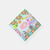 Moderne, farbenfrohe Blumenblauer Babydusche Serviette (Ecke)