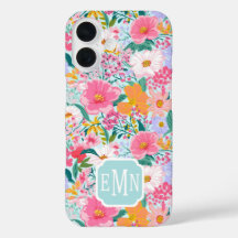 Moderne farbenfrohe Blumengarten-Monogramm