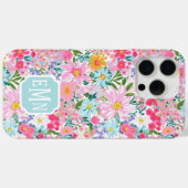 Moderne farbenfrohe Blumengarten-Monogramm  Case-Mate iPhone Hülle (Rückseite (Horizontal))