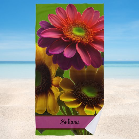 Moderne farbenfrohe, blumengeschmückte Blume Strandtuch