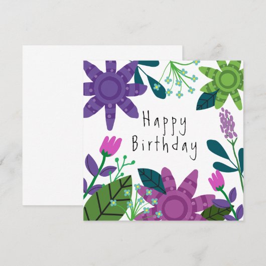 Moderne farbenfrohe Blumenkarte (Vorne/Hinten)