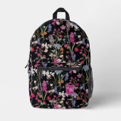 Moderne farbenfrohe Blumenmuster Schwarzer Benutze Bedruckter Rucksack (Vorderseite)