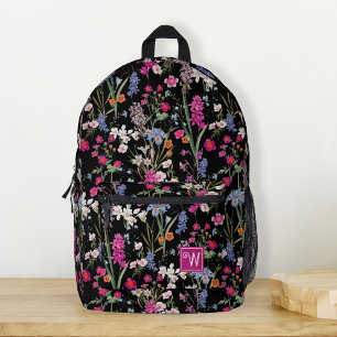 Moderne farbenfrohe Blumenmuster Schwarzer Benutze Bedruckter Rucksack