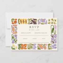 Moderne farbenfrohe Boho-Chic-Hochzeit RSVP Karte