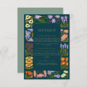 Moderne farbenfrohe Boho Chic Hochzeitdetails Begleitkarte (Vorne/Hinten)