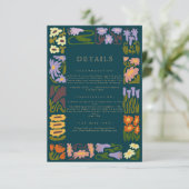 Moderne farbenfrohe Boho Chic Hochzeitdetails Begleitkarte (Stehend Vorderseite)