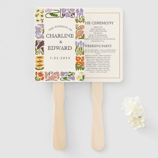 Moderne farbenfrohe Boho Chic Hochzeitsprogramme Fächer (Vorne und Hinten)