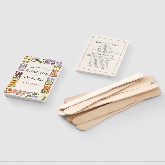 Moderne farbenfrohe Boho Chic Hochzeitsprogramme Fächer (Non-assembled)