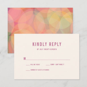 Moderne farbenfrohe Bokeh Lights Lavender Wedding RSVP Karte