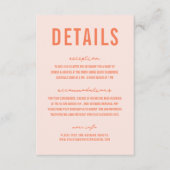 Moderne farbenfrohe Bokeh Lights Peach Hochzeit Begleitkarte (Vorderseite)