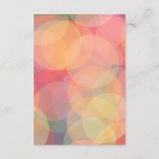 Moderne farbenfrohe Bokeh Lights Peach Hochzeit Begleitkarte (Rückseite)