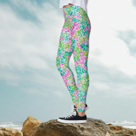 Moderne, farbenfrohe Botanische Aquarellmuster Leggings