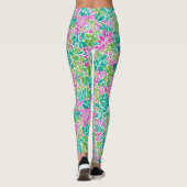 Moderne, farbenfrohe Botanische Aquarellmuster Leggings (Rückseite)