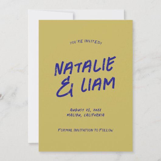 Moderne farbenfrohe Bright Funky Grunge Retro Hoch Save The Date (Rückseite)