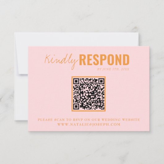 Moderne farbenfrohe Bright Unique QR Code Wedding RSVP Karte (Vorderseite)