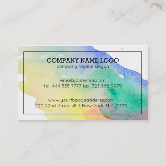 Moderne farbenfrohe Brillenbürste Streifen Visitenkarte (Rückseite)