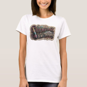Moderne farbenfrohe CHAMPAGNER IST MEINE THERAPIE T-Shirt