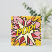 Moderne farbenfrohe Comic-POP Einladung (Stehend Vorderseite)