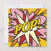 Moderne farbenfrohe Comic-POP Einladung (Vorderseite)